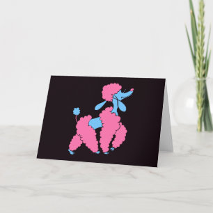Tarjeta Caniche rosa y azul