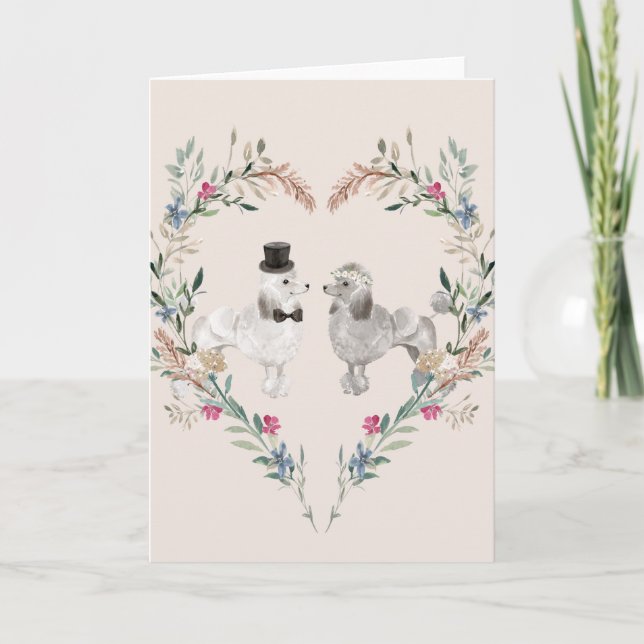 Tarjeta Caniches de la boda en amor (Anverso)