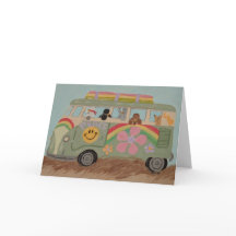 Caniches en Furgoneta Hippie