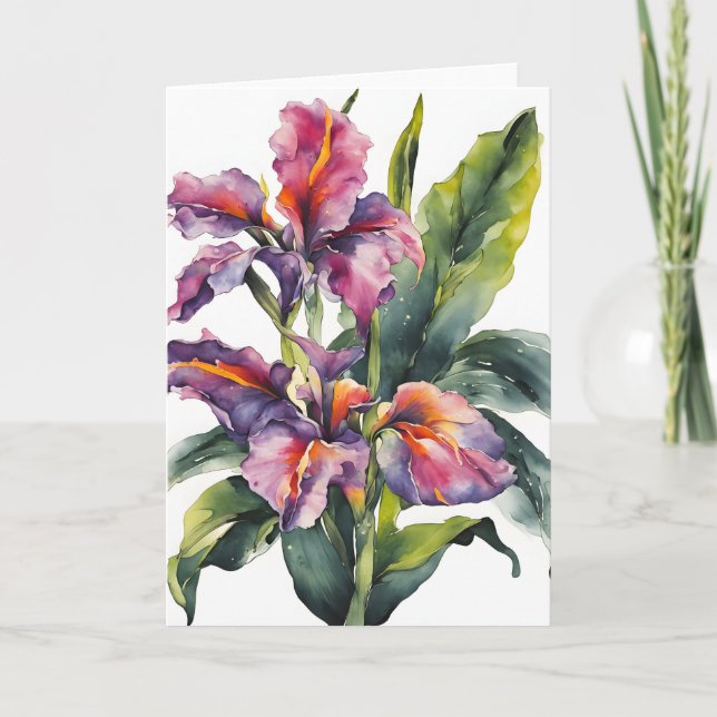Tarjeta Canna - Watercolor flowers (Anverso)
