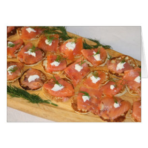 Tarjeta, "Cañones de salmón ahumado"