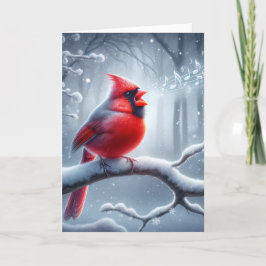 Tarjeta Cantando Cardenal En La Rama De Invierno Cumpleaño