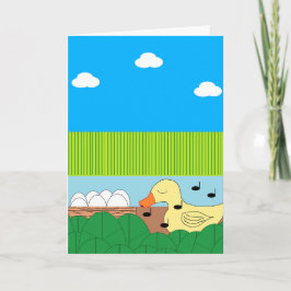 Tarjeta Cantando el pato de la madre cerca del agua: en bl