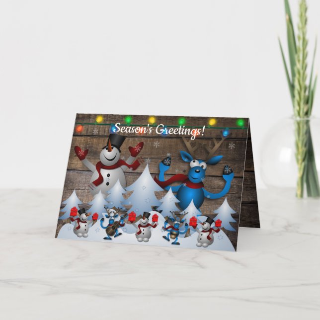 Tarjeta Cantando Frosty El Hombre De Nieve Y Los Renos (Anverso)