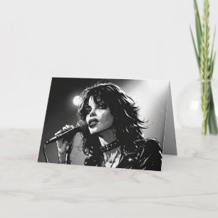 Tarjeta Cantante gótica punk de estilo gráfico de cómic BW