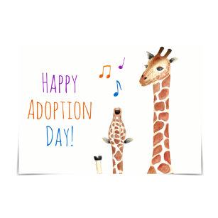 Tarjeta Canto bebé Giraffe Feliz Día de adopción
