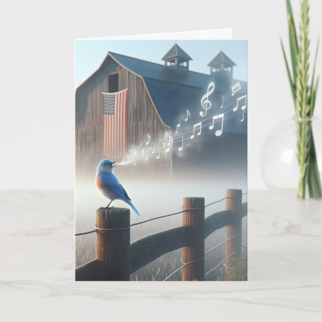 Tarjeta Canto de Bluebird en la niebla matutina (Anverso)