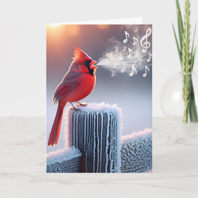 Tarjeta Canto del cardenal rojo de cumpleaños (Anverso)