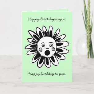 Tarjeta Canto Flor - Feliz cumpleaños, canción - Verde pál