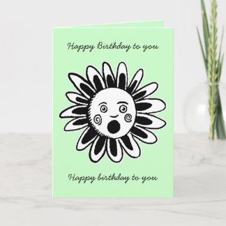Tarjeta Canto Flor - Feliz cumpleaños, canción - Verde pál