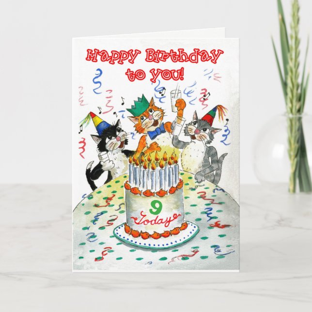 Tarjeta Canto Gatos Personalizado Cumpleaños específico de (Anverso)