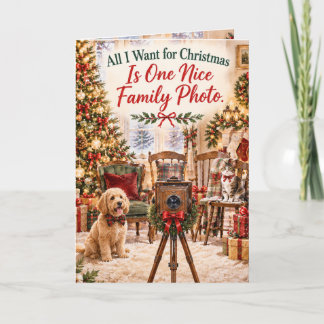Tarjeta Caos Divertido en la Foto Familiar de Navidad con
