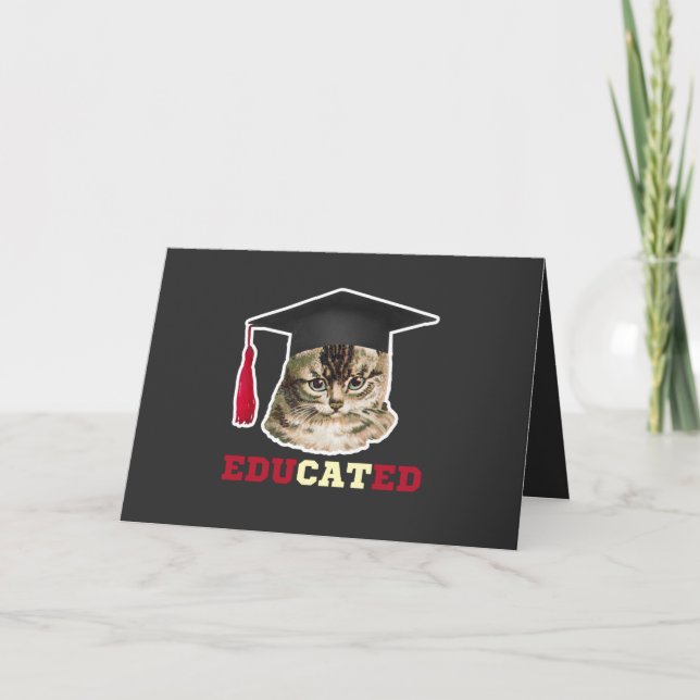 Tarjeta Cap de graduación de uso de gatos educados (Anverso)