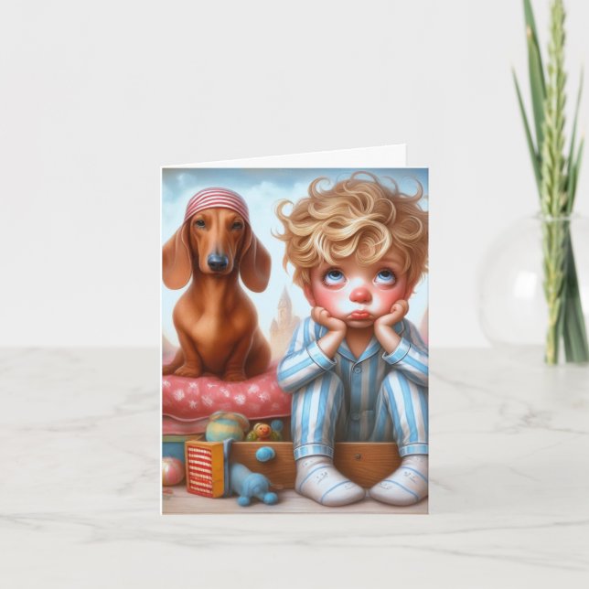 Tarjeta Cap. Nocturno animado Dachshund (Anverso)