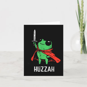 Tarjeta Capa de espada de rana Huzzah divertido meme fanta