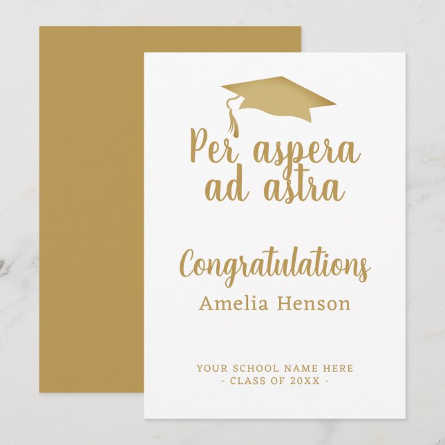 Tarjeta Capa de graduación de Per aspera ad astra Latin Co (Anverso / Reverso)