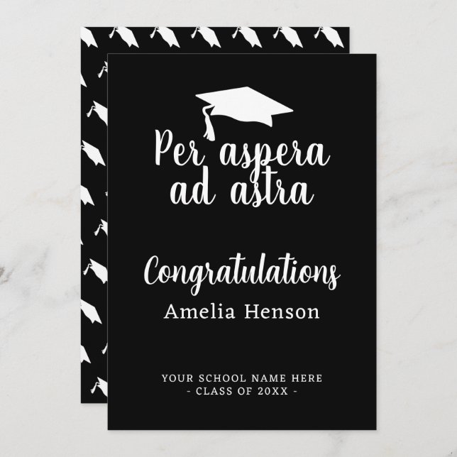 Tarjeta Capa de graduación de Per aspera ad astra Latin Co (Anverso / Reverso)