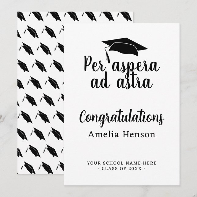 Tarjeta Capa de graduación de Per aspera ad astra Latin Co (Anverso / Reverso)