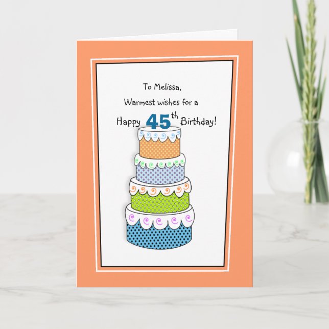 Tarjeta Capas de deseos 45 o cualquier cumpleaños de edad (Anverso)