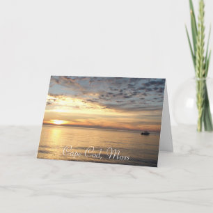 Tarjeta Cape Cod, puesta del sol del océano de