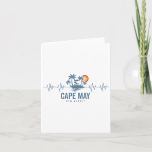 Tarjeta Cape May Beach New Jersey Vintage Sunset Heart de