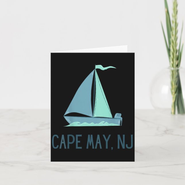 Tarjeta Cape May Nueva Jersey Navegando Velero Playa (Anverso)