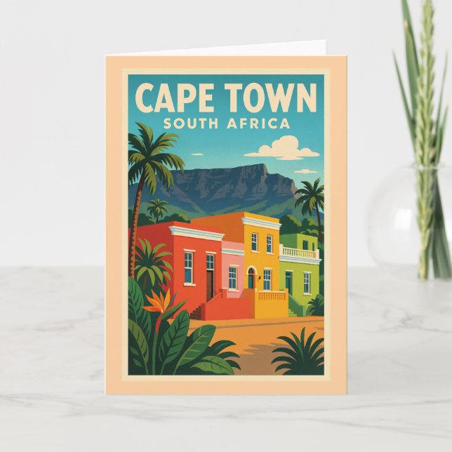 Tarjeta Cape Town, South Africa travel poster, (Anverso)