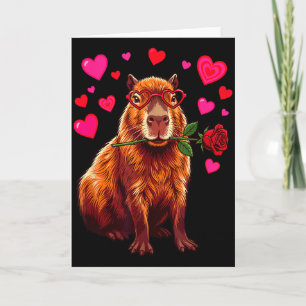 Tarjeta Capibara Día de San Valentín Corazón Gafas Rosa Am