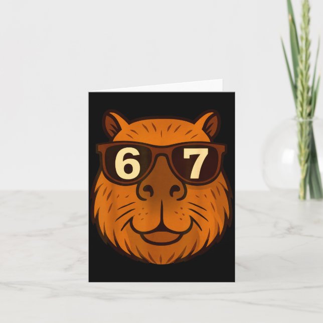 Tarjeta Capibara Divertida Solteros 67 Seis Siete Meme  (Anverso)