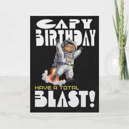 Tarjeta Capibara Divertido en el Espacio Cumpleaños Capy C