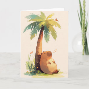 Tarjeta Capibara Napping Under Palm Tree