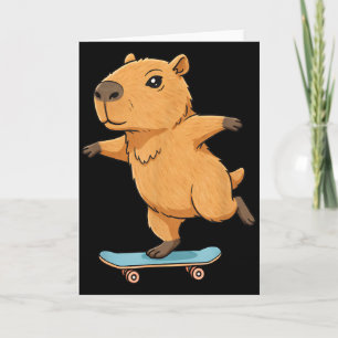 Tarjeta Capibara Patinadora Divertida Patineta Bailarina N