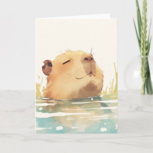 Tarjeta Capibara Refrescándose