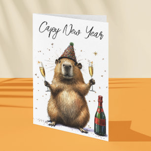 Tarjeta Capibaras Año Nuevo