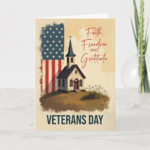 Tarjeta Capilla del Día de los Veteranos Fe Libertad y Gra