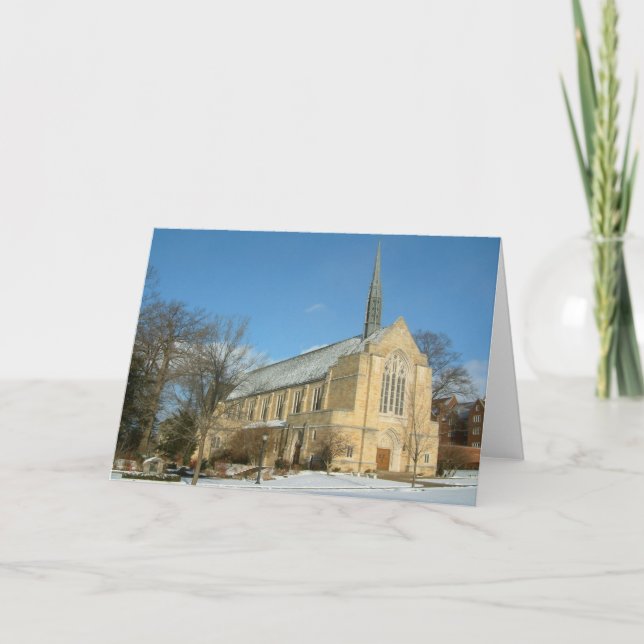Tarjeta Capilla Harbison en invierno en el Grove City Coll (Anverso)