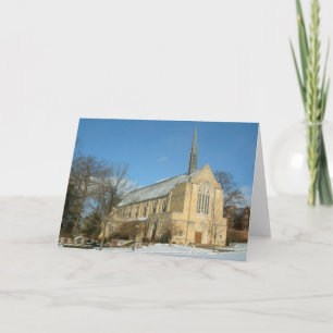 Tarjeta Capilla Harbison en invierno en el Grove City Coll