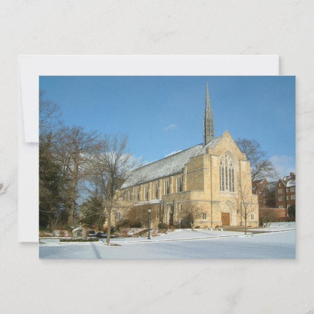 Tarjeta Capilla Harbison en invierno en el Grove City Coll (Anverso)