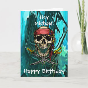 Tarjeta Capitán de la Calavera Pirata Cruz de Espadas Tarj