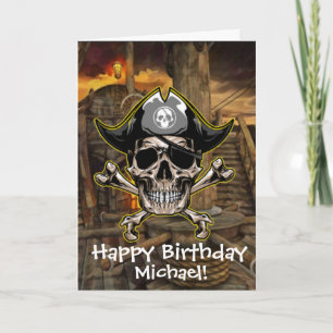 Tarjeta Capitán de la Calavera Pirata Huesos Cruzados Tarj