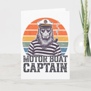 Tarjeta Capitán divertido de lancha motora Bigfoot