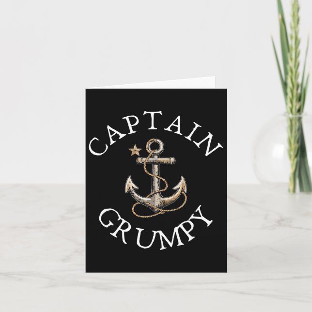Tarjeta Capitán Grumpy Bote Anclaje Vintage (Anverso)