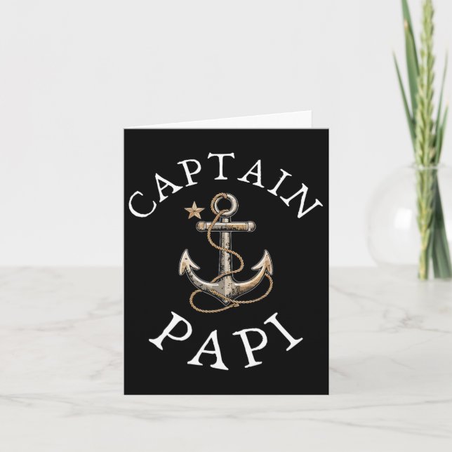 Tarjeta Capitán Papi Barco Vela Embarcación Ancla Vintage  (Anverso)