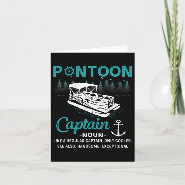 Tarjeta Capitán Pontoon Definición Graciosa Bote Pontoon (Anverso)