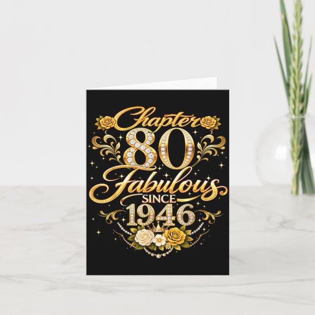 Tarjeta Capítulo 80 Fabuloso Desde 1946 Floral 80 Cumpleañ (Anverso)