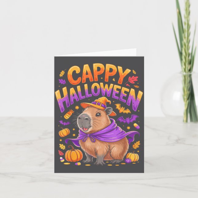 Tarjeta Cappy Halloween Capibara Bruja  (Anverso)