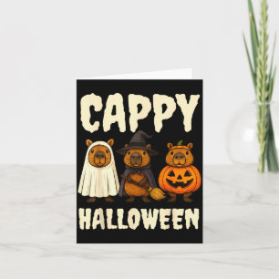 Tarjeta Cappy Halloween divertido capybara fantasma bruja