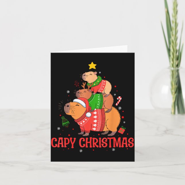 Tarjeta Cappy Holidays Capybara Christmas Cute Capy Xmas T (Anverso)