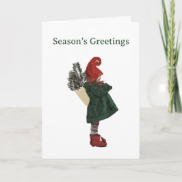 Tarjeta caprichosa de gnomo de Navidad – Saludo fe