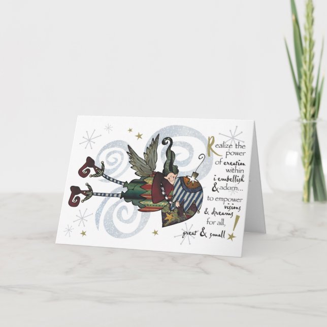 Tarjeta caprichosa del muchacho del duende del (Anverso)
